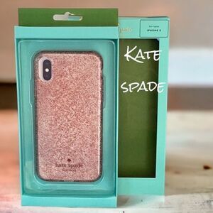 KATE SPADE NEW FLEXIBLE TINTED IPHONE X CASE GLITTER SPARKLING ROSE GOLD